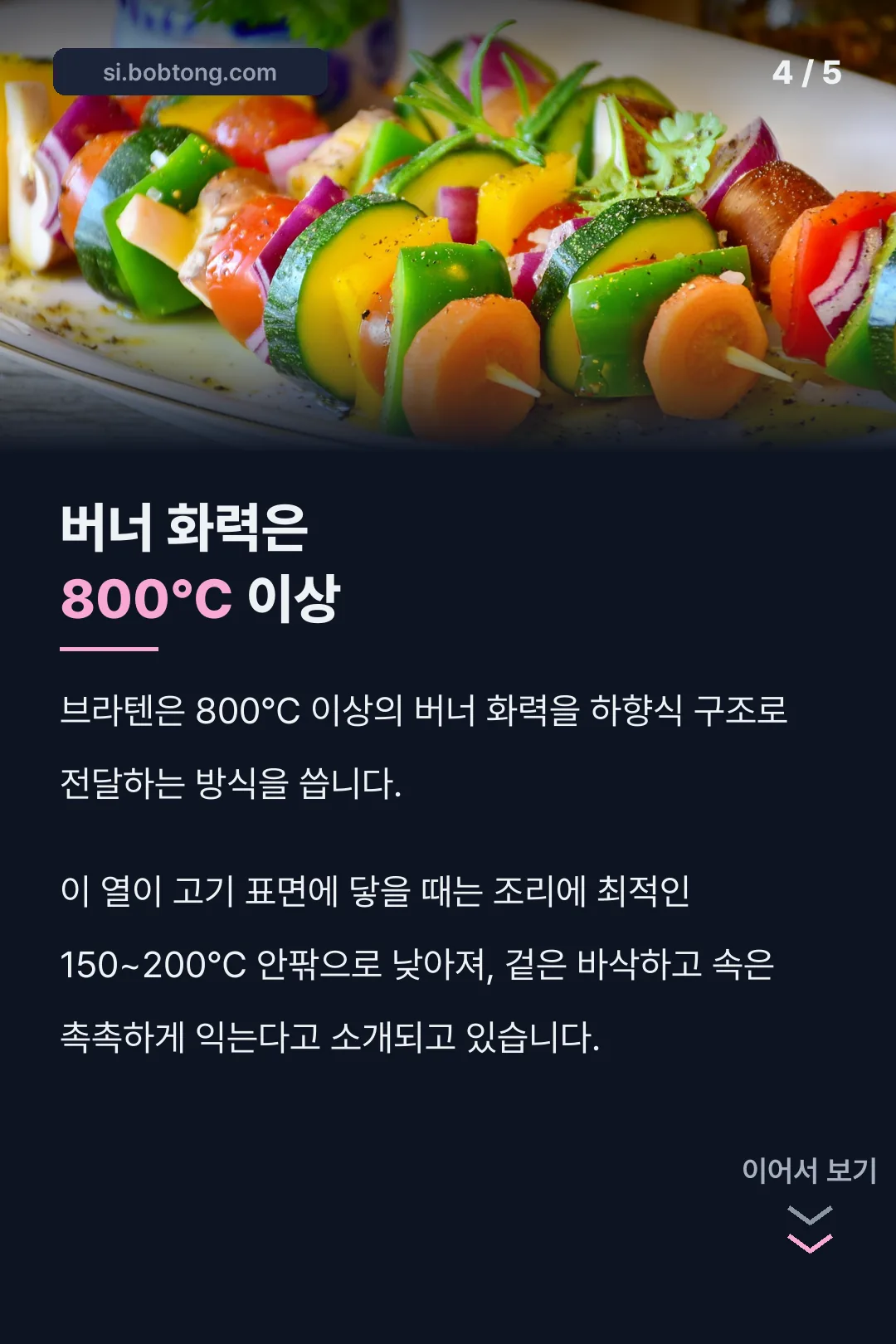 버너 화력 800℃ 수치