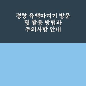 평창 육백마지기 방문 및 활용 방법과 주의사항 안내