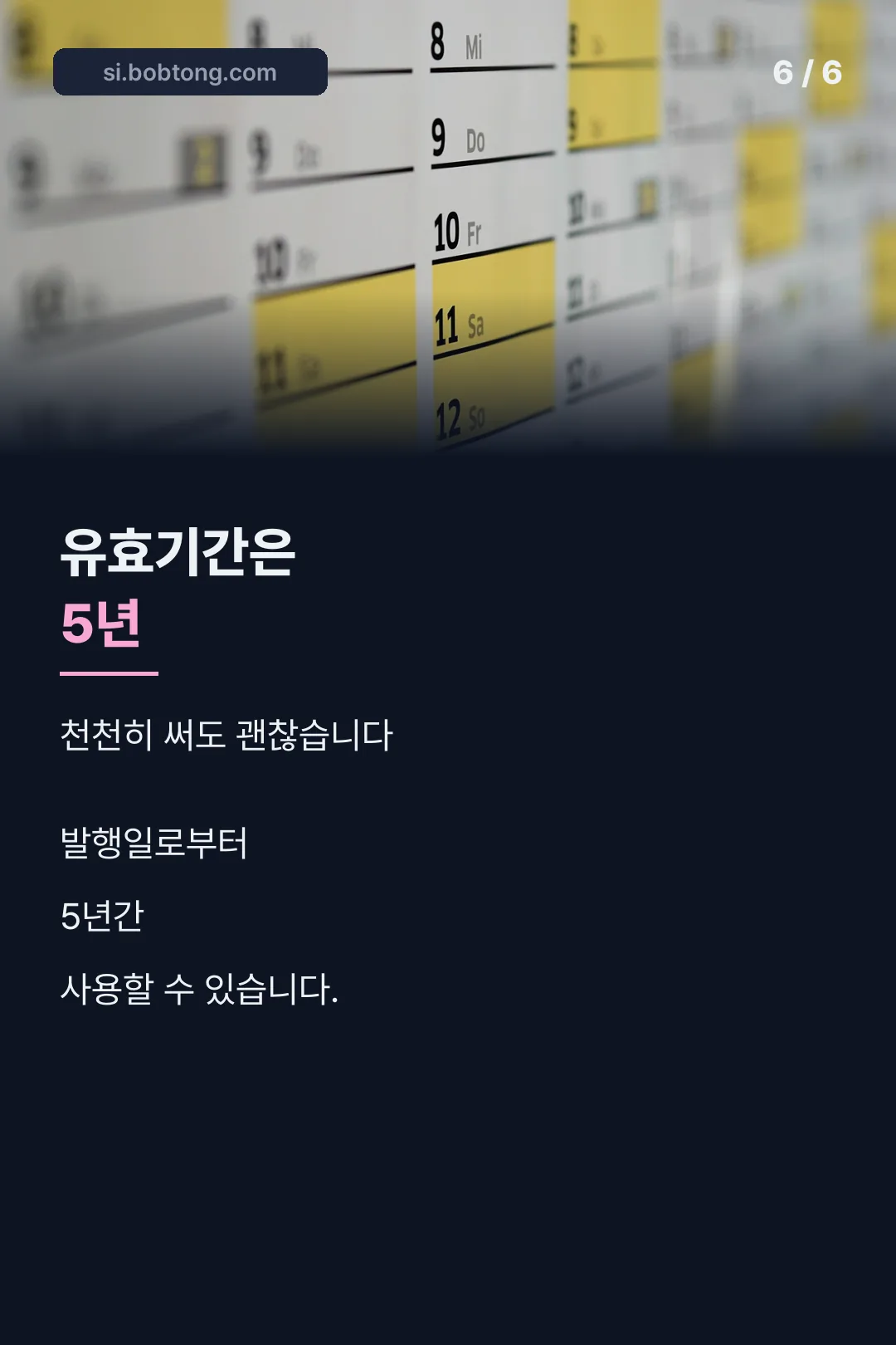 유효기간 5년 안내